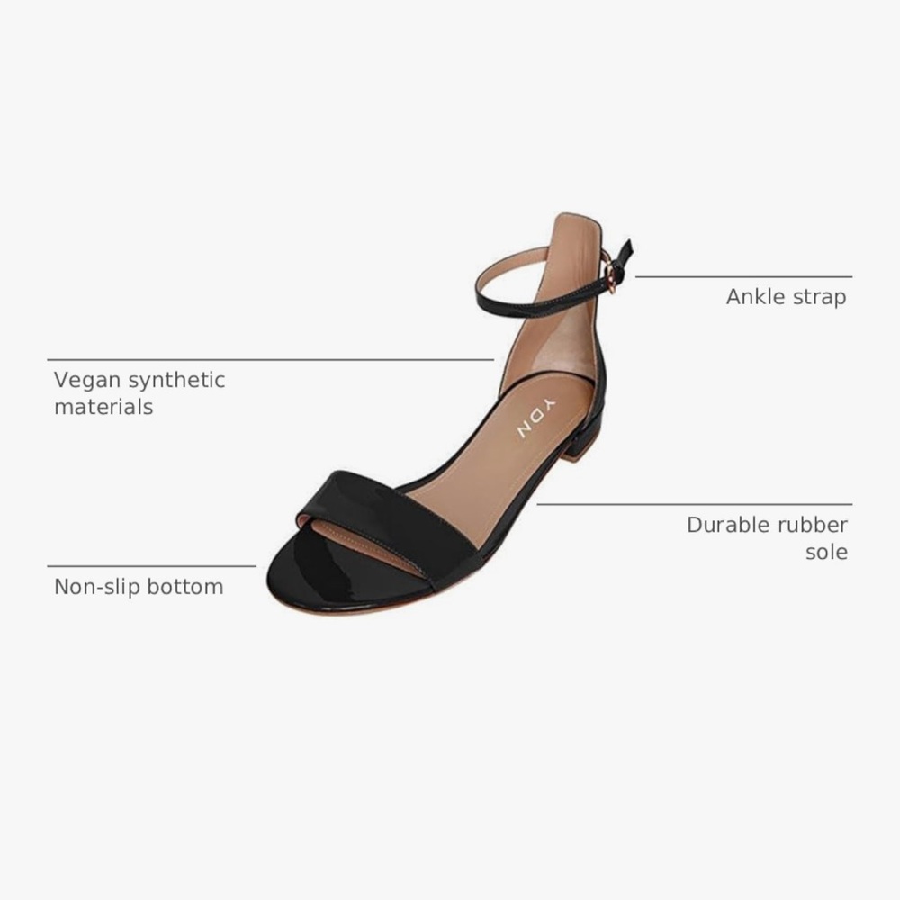 YDN Black Patent Leather Sandals - Picture 2 of 3